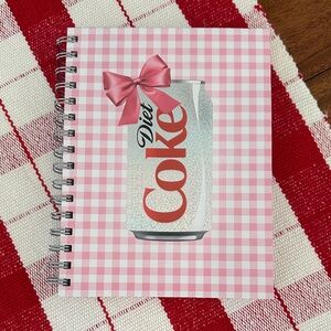 Diet Coke Pink Gingham Hardcover Spiral Bound Notebook NWT Stocking Stuffer
